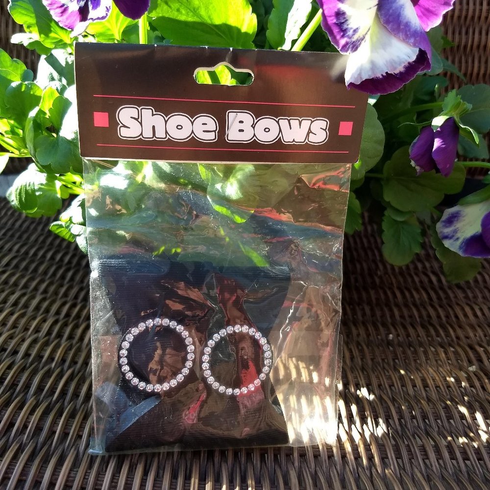 vintage 80s black rhinestone clip on shoe bows shoe clips